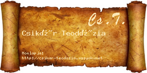 Csikár Teodózia névjegykártya